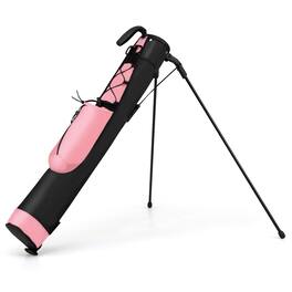 Gymax - Lightweight Golf Stand Bag Par 3 & Executive Courses Carry Bag Shoulder Strap - Pink
