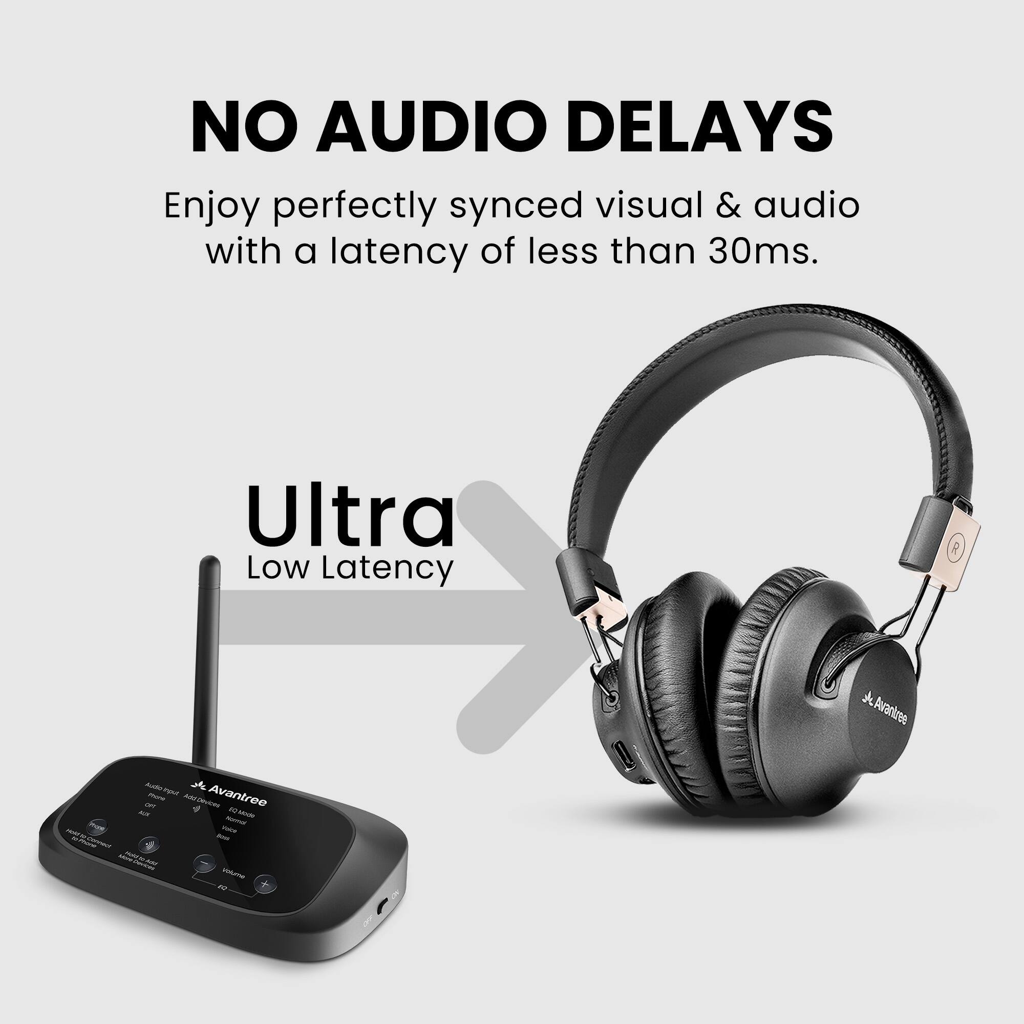 NO AUDIO DELAYS  
Enjoy perfectly synced visual & audio with a latency of less than 30ms.

Ultra Low Latency