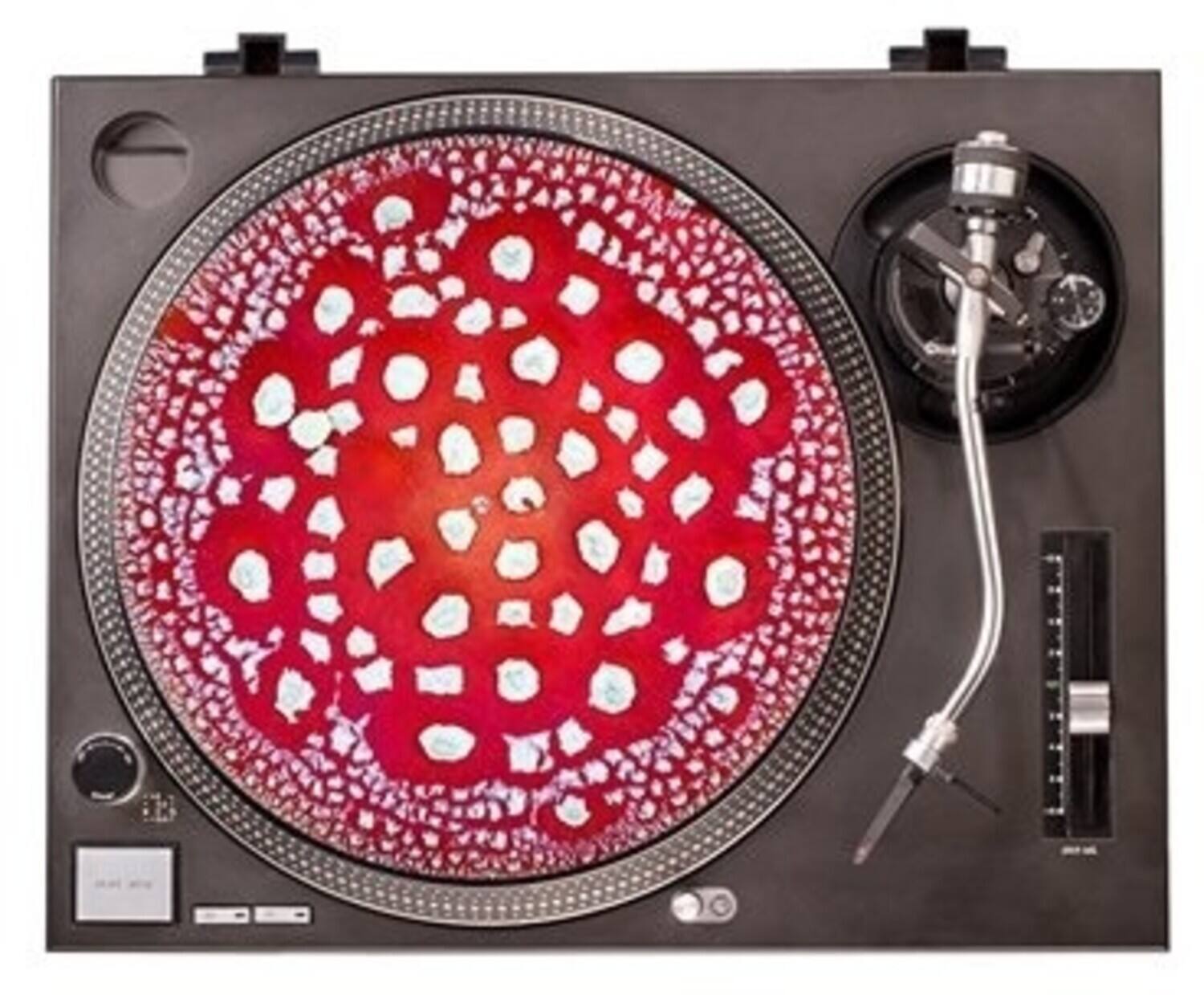 Front. PopMarket - Red Mushroom Cap - Graphic Turntable Slip Mat   - VINYL ACCESSORIES - Multicolor.