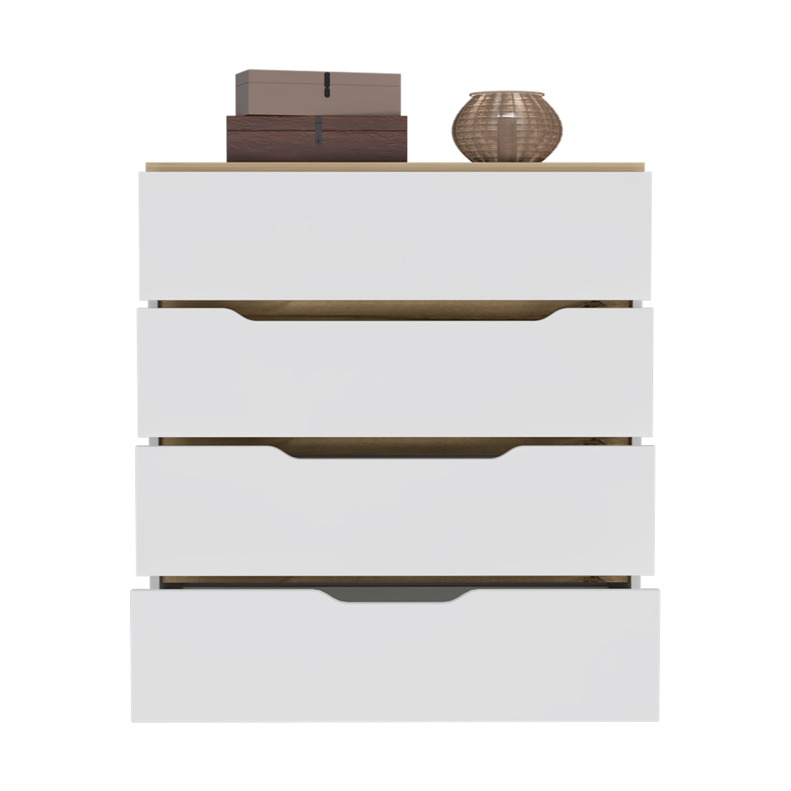 TuHome - Zoe Dresser, Superior Top, Four Drawers - White / Light Oak