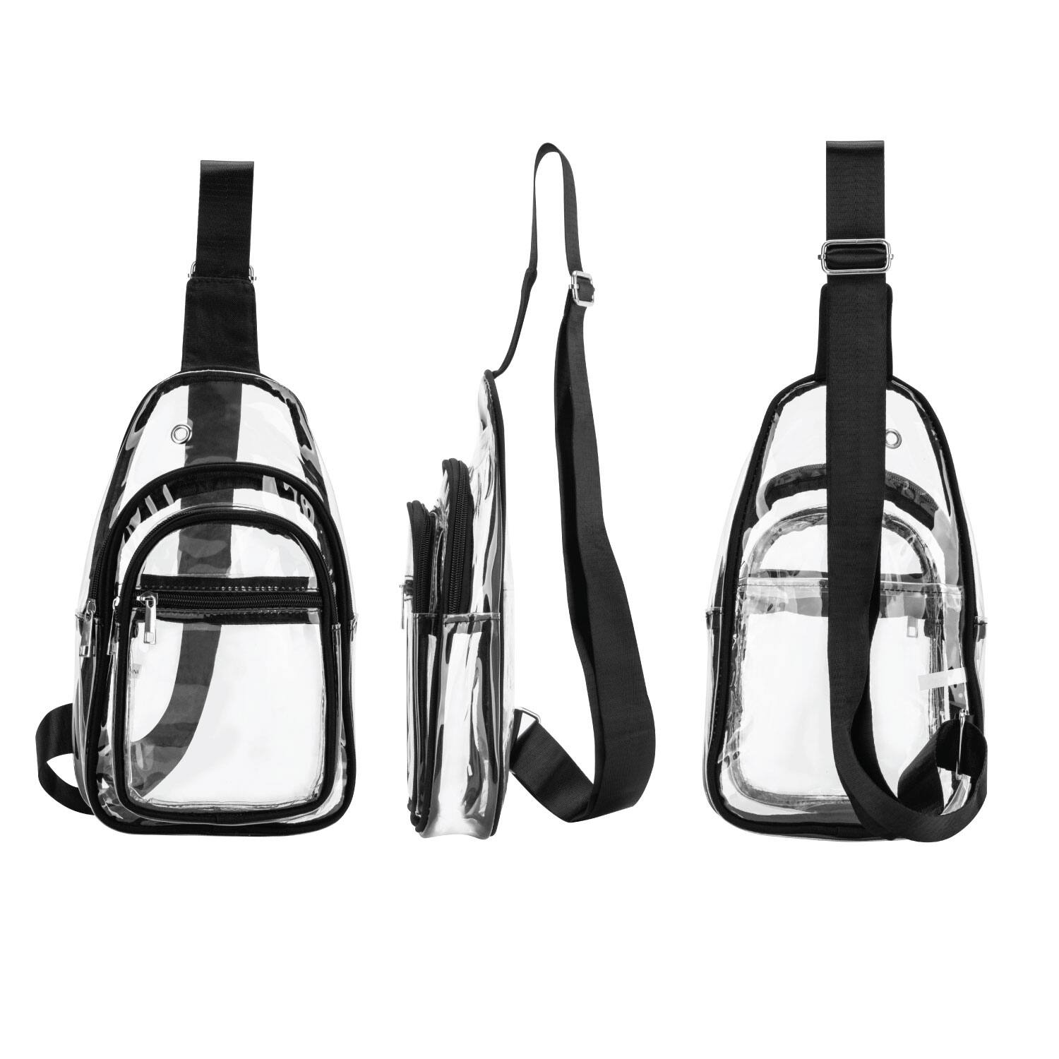 Alt View 1. Garnen - Clear Crossbody Bags for Women, Shoulder Bag Sling Bag Fanny Packs, Adjustable Stadium See Through Bag 3 Pockets - Black.