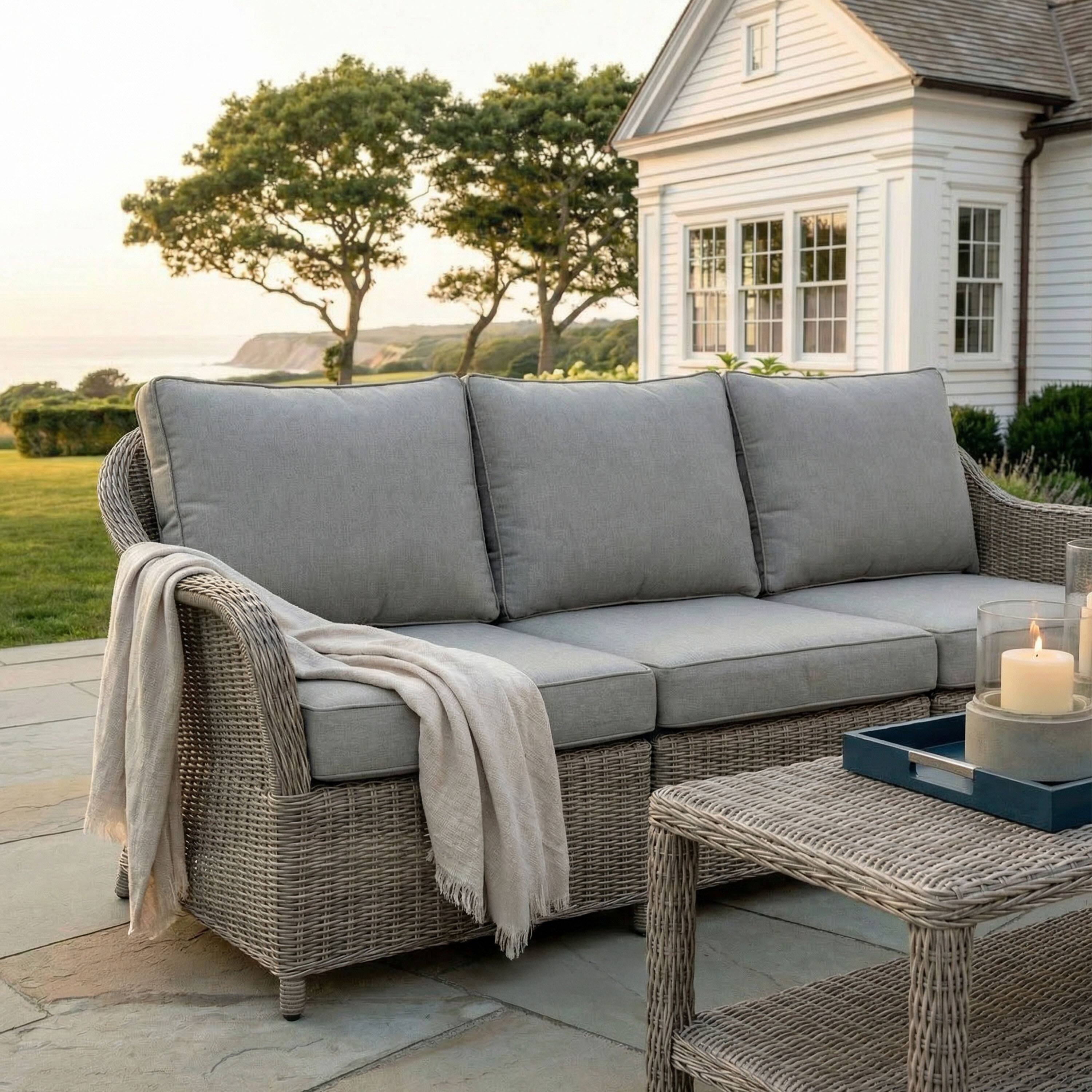 Alt View 3. Martha Stewart - Lily Pond Indoor-Outdoor 3-Seat Modular Patio Sofa with All-Weather Cushions - Gray Cushions/Weathered Gray Frame.