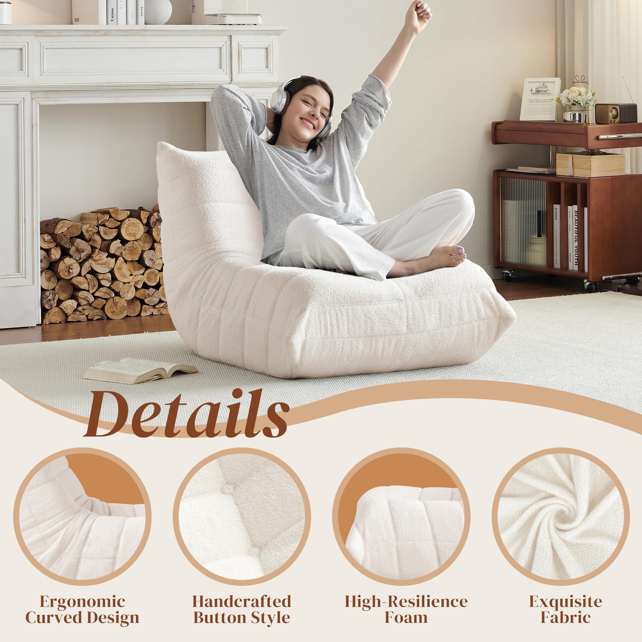 Details  
Ergonomic Curved Design  
Handcrafted Button Style  
High-Resilience Foam  
Exquisite Fabric