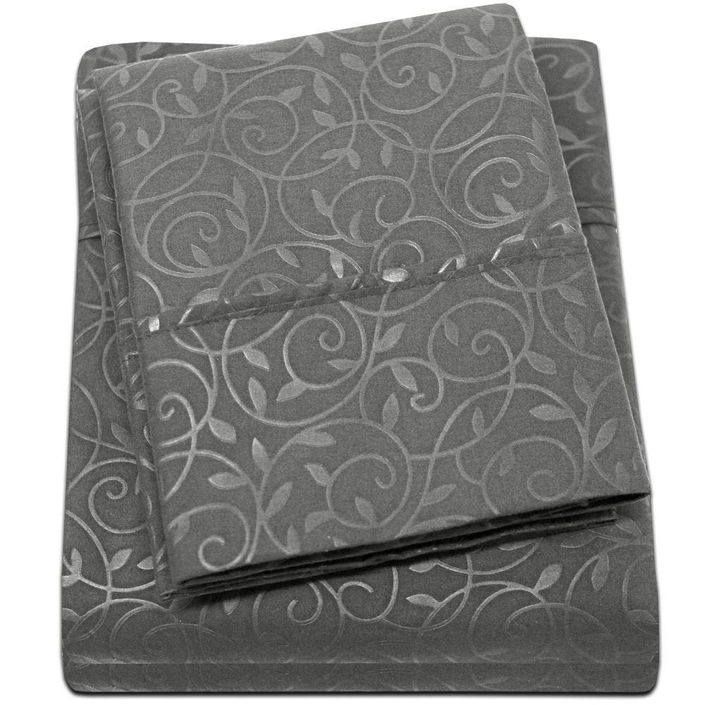 Plazatex - Vine Print Microfiber Sheet Set - Soft and Wrinkle-Free