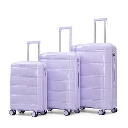 Ropilly - 3 Piece Luggage Set Hard Shell Suitcase Travel Trunk - Purple