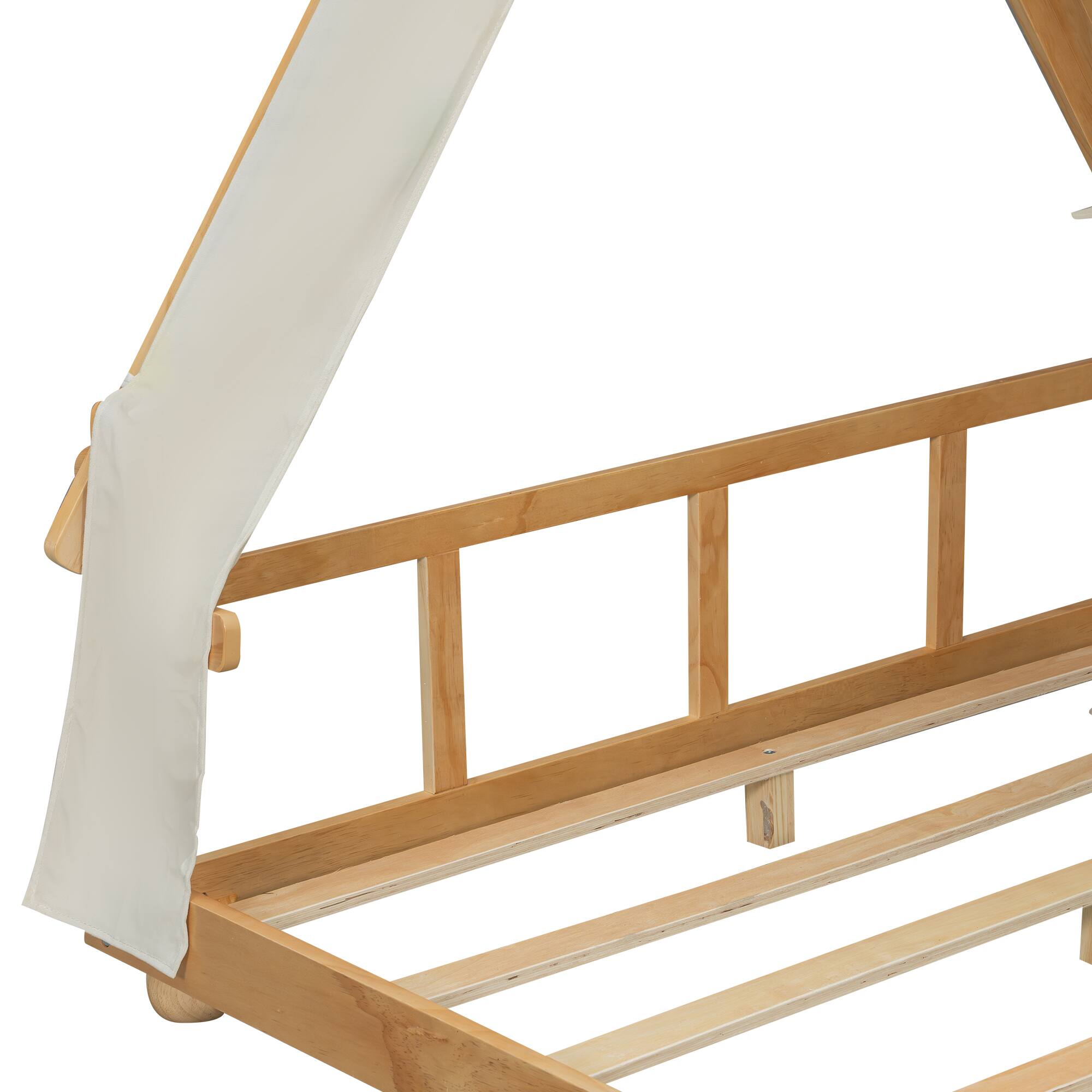 Alt View 2. Anysun - Full Size House Bed with Tent and Light - White.