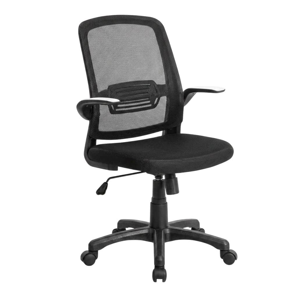 JJS - Mid Back Mesh Lumbar Support Ergonomic Home Office Desk Chair - Black