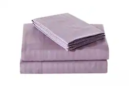 Plazatex - 1800 Series Embossed Striped Wrinkle Resistant Sheet 4pc Set Twin - Plum