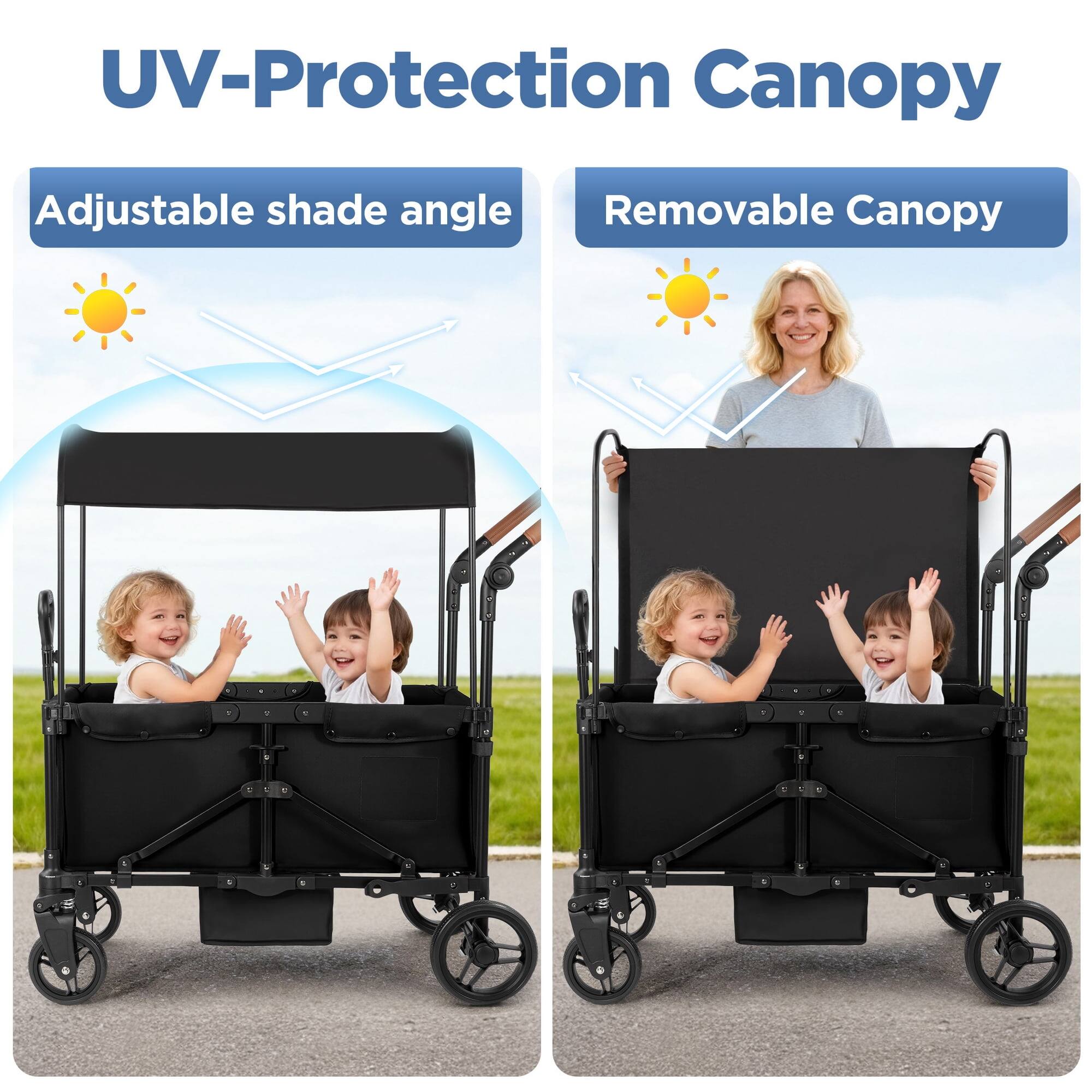UV-Protection Canopy  
Adjustable shade angle  
Removable Canopy