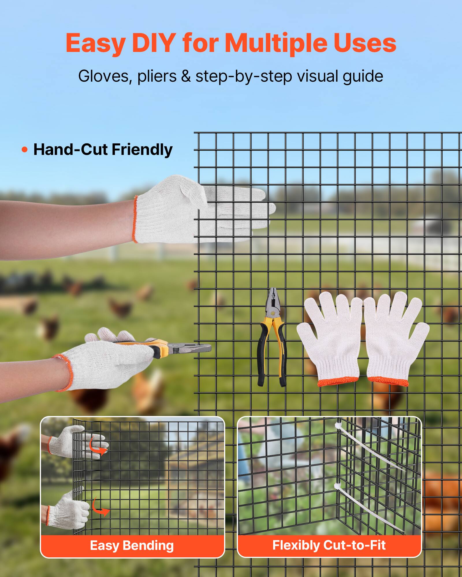 Easy DIY for Multiple Uses  
Gloves, pliers & step-by-step visual guide  

- Hand-Cut Friendly  

Easy Bending  
Flexibly Cut-to-Fit