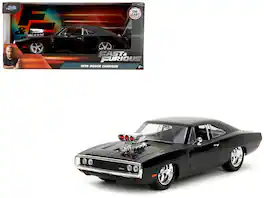 1970 Dodge Charger with Race Interior "Fast & Furious" Movie 1/24 Diecast Model Car by Jada - Black