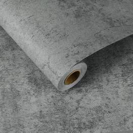 Unique Bargains - 15.7x394 Concrete Wallpaper, Cement Contact Paper, Vinyl Stained Matte Self Textured Adhesive for Kitchen & Bathroom - Cement Grey