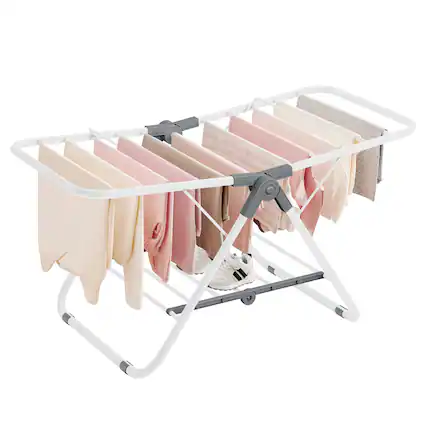 Front. Songmics Home - Small Clothes Drying Rack, Foldable 2-Level Laundry Drying Rack, Space-Saving, for Small Clothes, Towels, Bathroom - Cloud White.