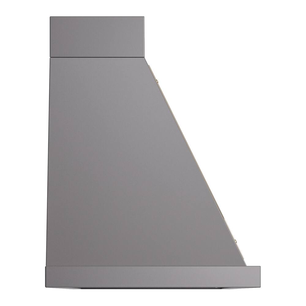 Alt View 2. ILVE - ILVE Nostalgie II Noblesse 60 inch Ducted Wall Mount Range Hood with 600 CFM (Graphite Matte, Brass Trim) - Graphite Matte.