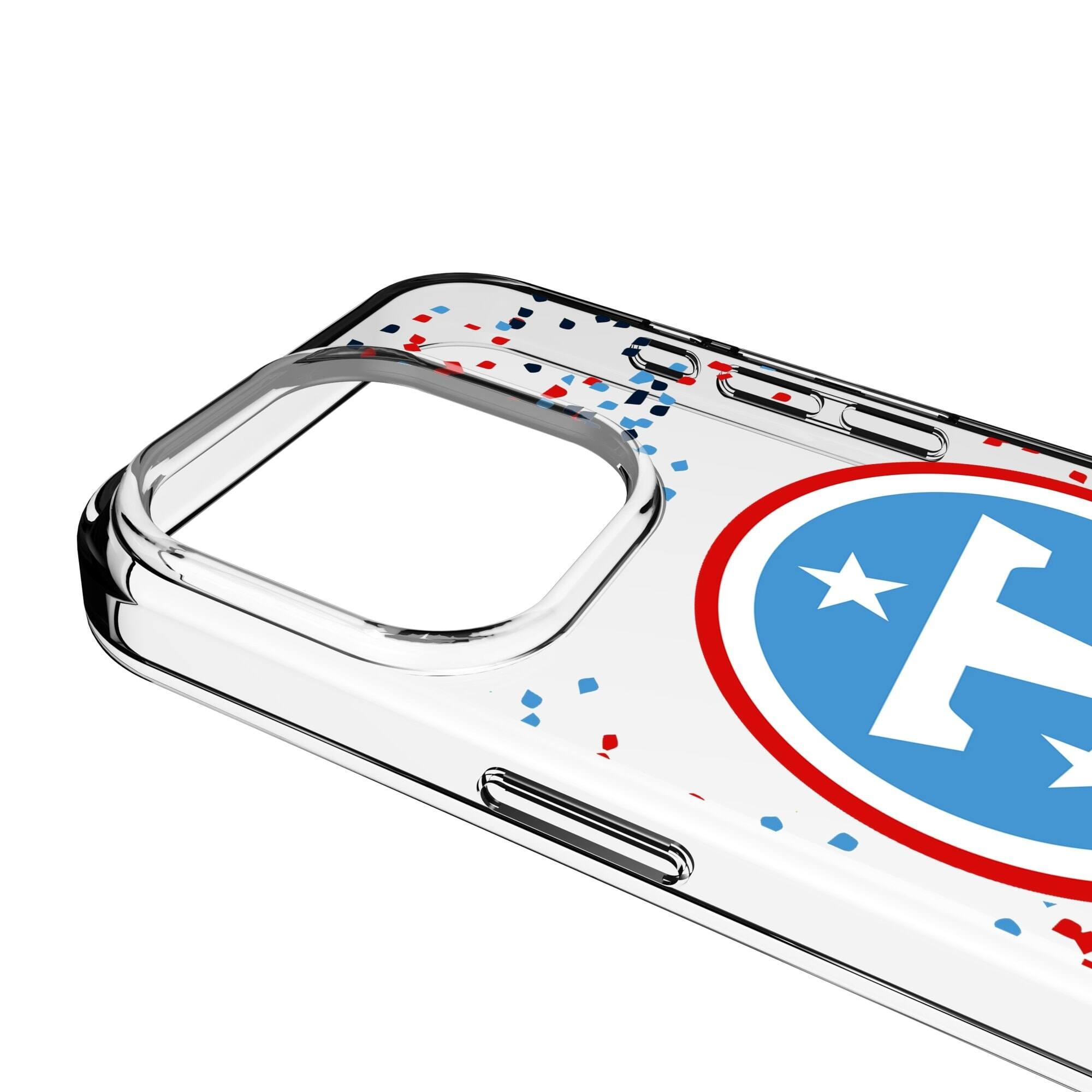 Alt View 2. Keyscaper - Tennessee Titans iPhone Clear Case with Confetti Design - 15 Pro - Multicolor.