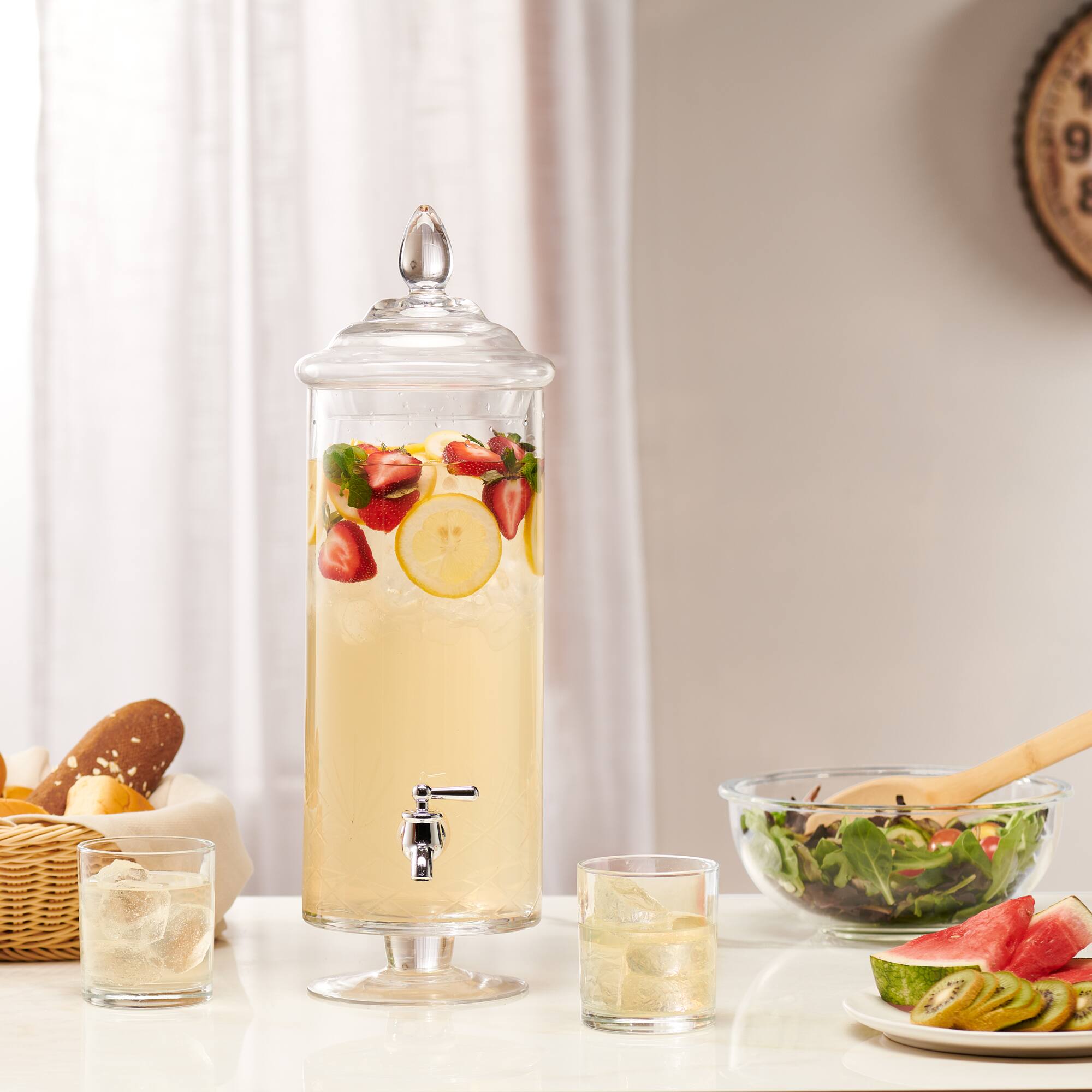 Left. Jay Import - Provence Beverage Dispenser 135.25 OZ. - Clear.
