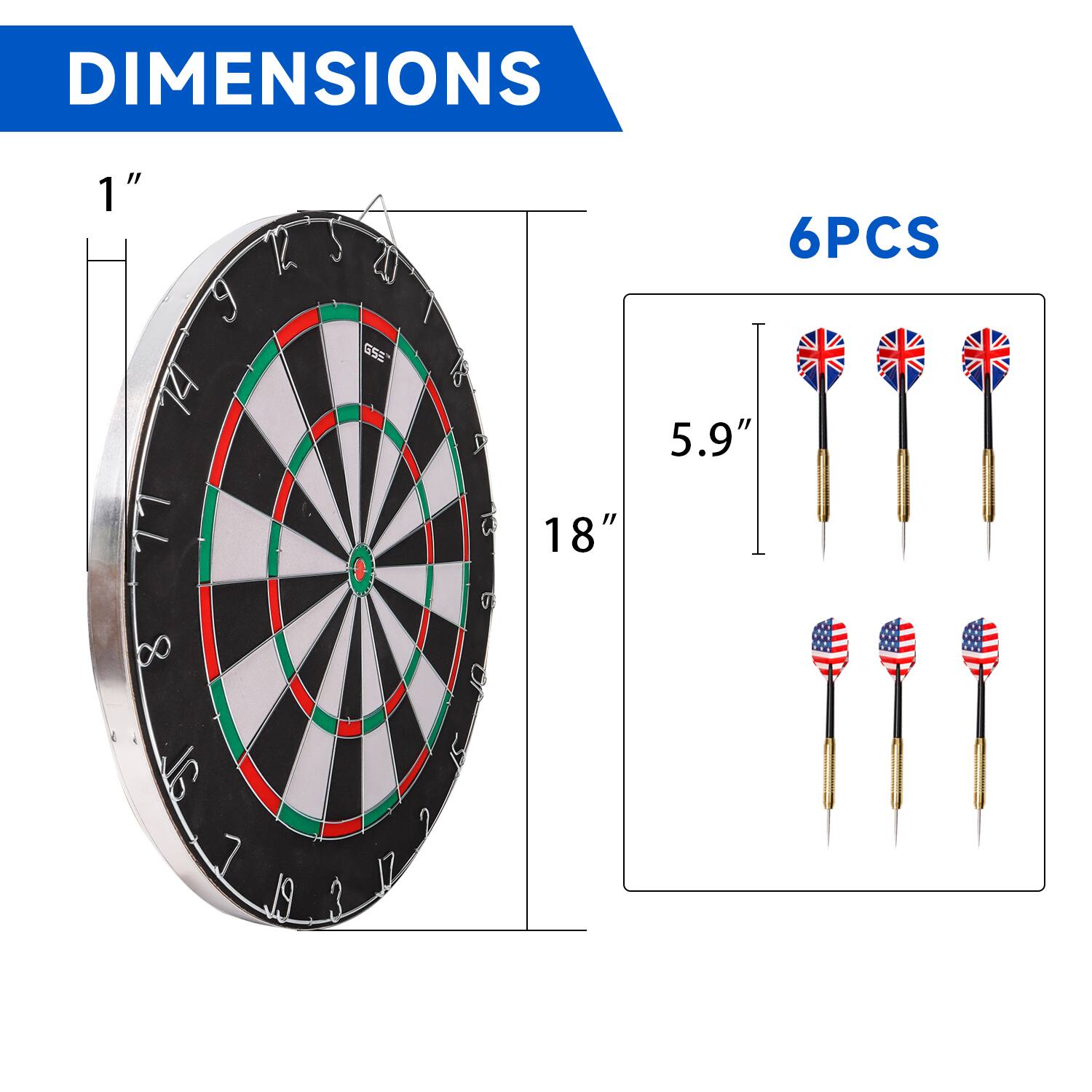 DIMENSIONS 1" 18" 6PCS 5.9"