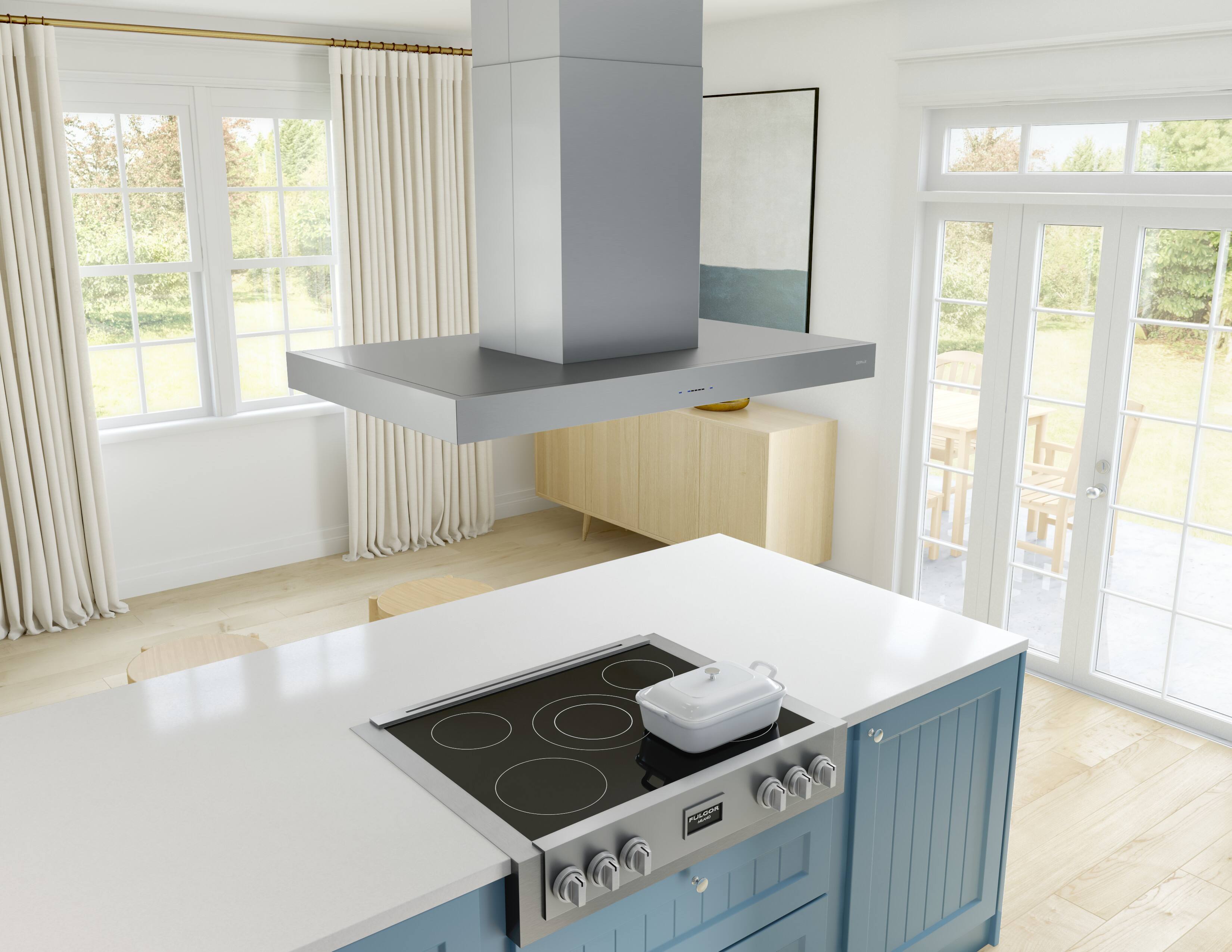 Alt View 14. Zephyr - Roma 42 in. 600 CFM Island Mount Range Hood with LED Light - Stainless Steel.