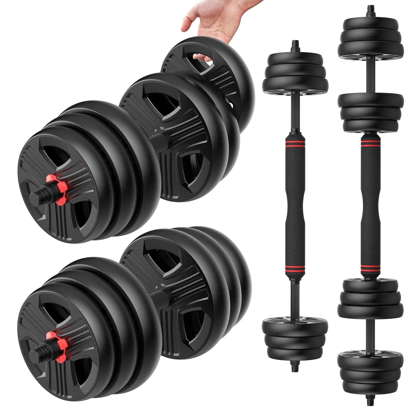Front. FEIERDUN - 40lbs Adjustable Dumbbell Set, 3-in-1 Converts to Barbell & Kettlebell, Home Gym Weights for Men & Women - 40LB.