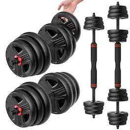 FEIERDUN - 40lbs Adjustable Dumbbell Set, 3-in-1 Converts to Barbell & Kettlebell, Home Gym Weights for Men & Women - 40LB