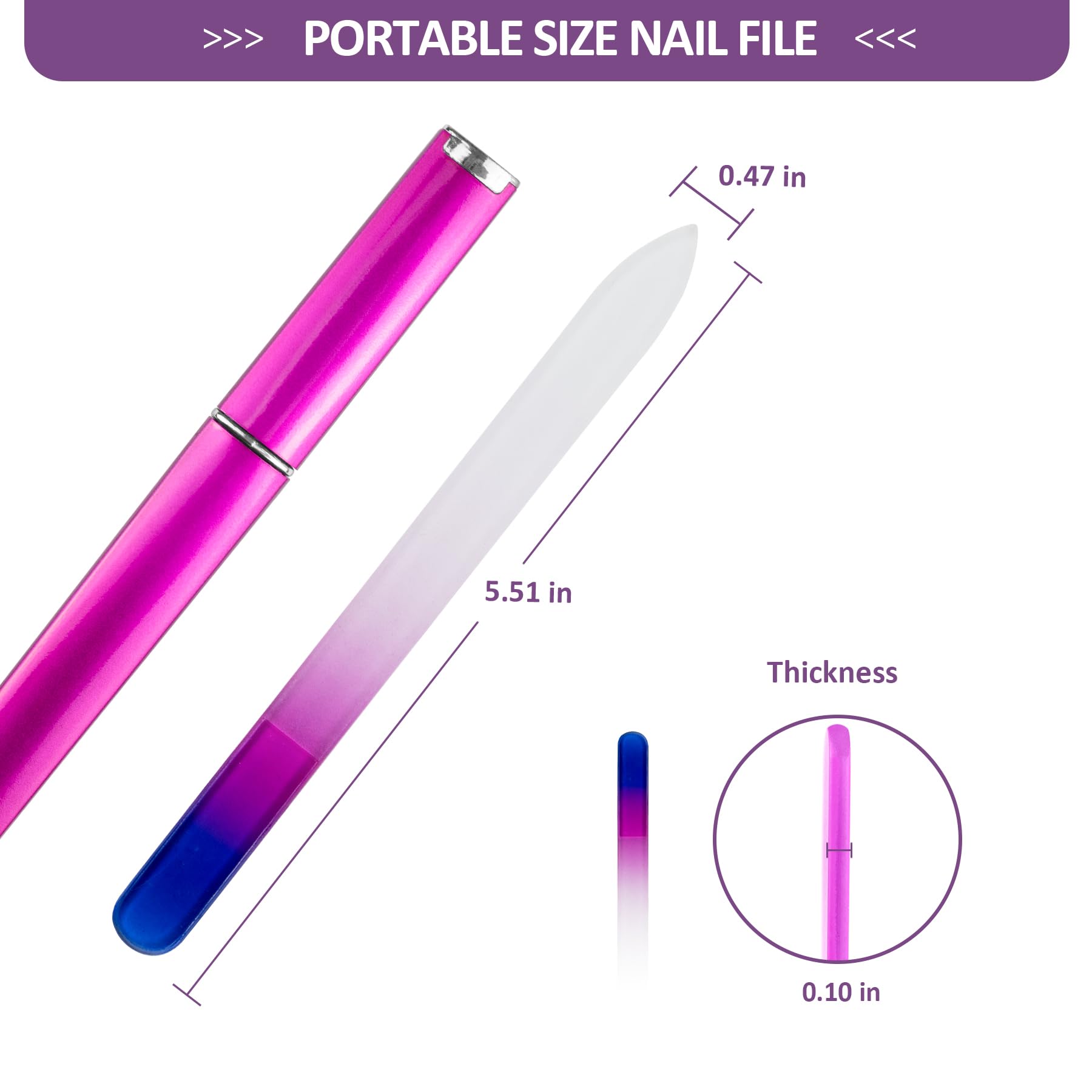 PORTABLE SIZE NAIL FILE

- Length: 5.51 in
- Width: 0.47 in
- Thickness: 0.10 in