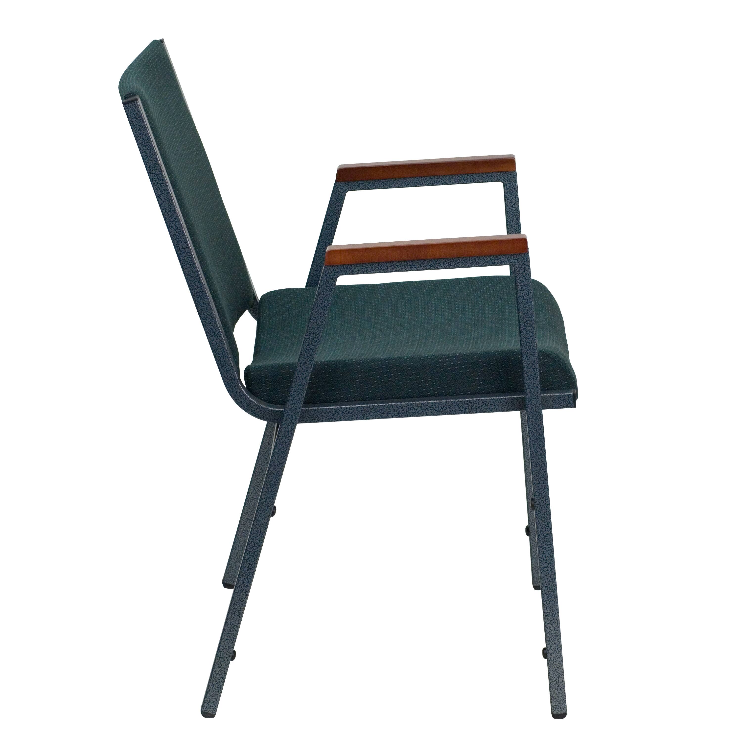 Alt View 5. Emma + Oliver - Heavy Duty Reception/Guest Stack Chair with Arms - Green Patterned Fabric.