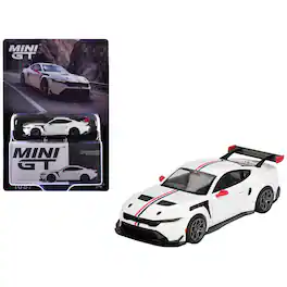 True Scale Miniatures - Ford Mustang GTD "Spirit of America" White with Red and Blue Stripes Limited Edition 1/64 Diecast Model Car by Mini GT