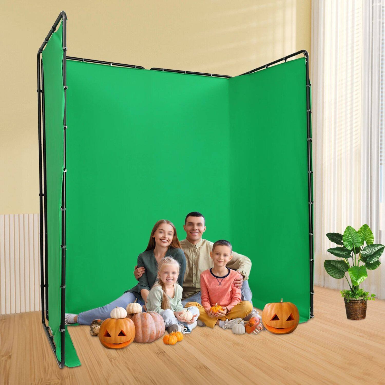 Back. Stock Preferred - 13.12 x 7.87 ft Photography Backdrop Stand Kit with Green Screen Cloth.