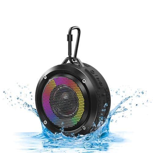 Cozy Serene - Light Shower Certified Ipx7 Waterproof Mini Wireless Small With Lights Suction Cup And Mic For Bathroom Crystal - Black