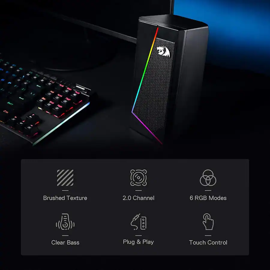 Meme Computer Light REDRAGON GS520 Wired 2.0 Channel Stereo Sound Desktop RGB Computer ...