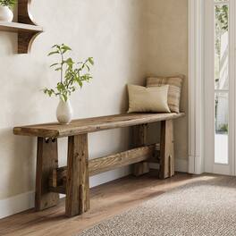 Tribesigns - Office Reception Bench with Solid Wood Construction, for Office Entryways and Waiting Areas - Brown