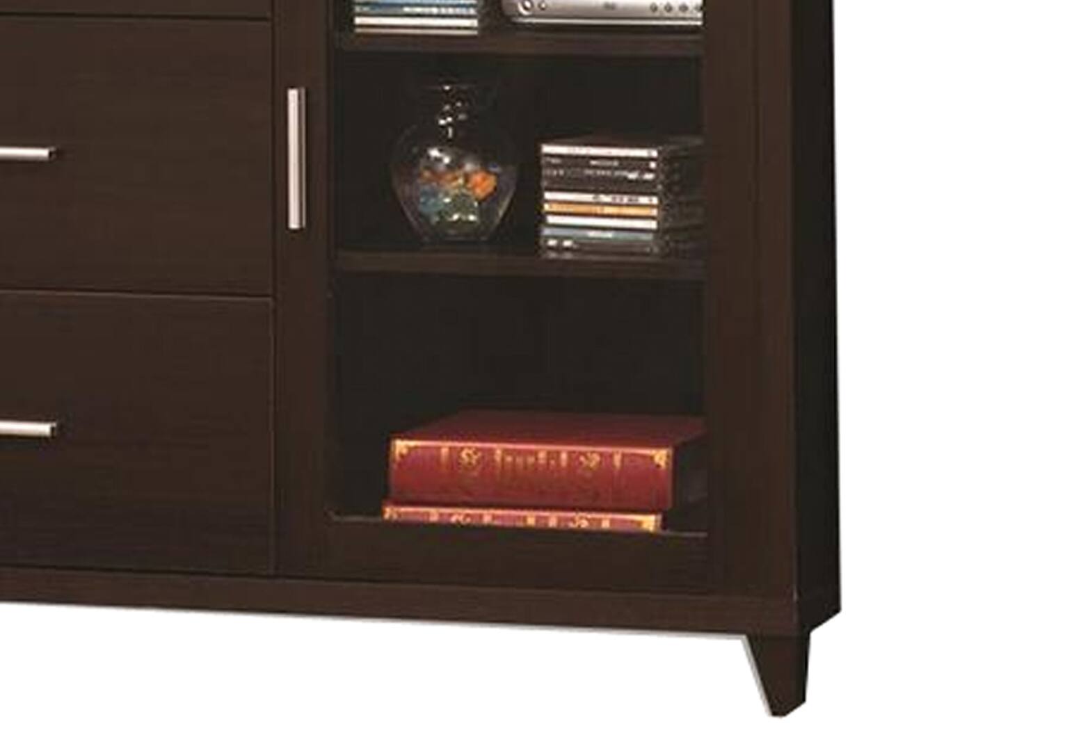 Alt View 3. Manhattan Lane - Modern & Minimal Style TV Console With Multi Shelves & Drawers - Brown.