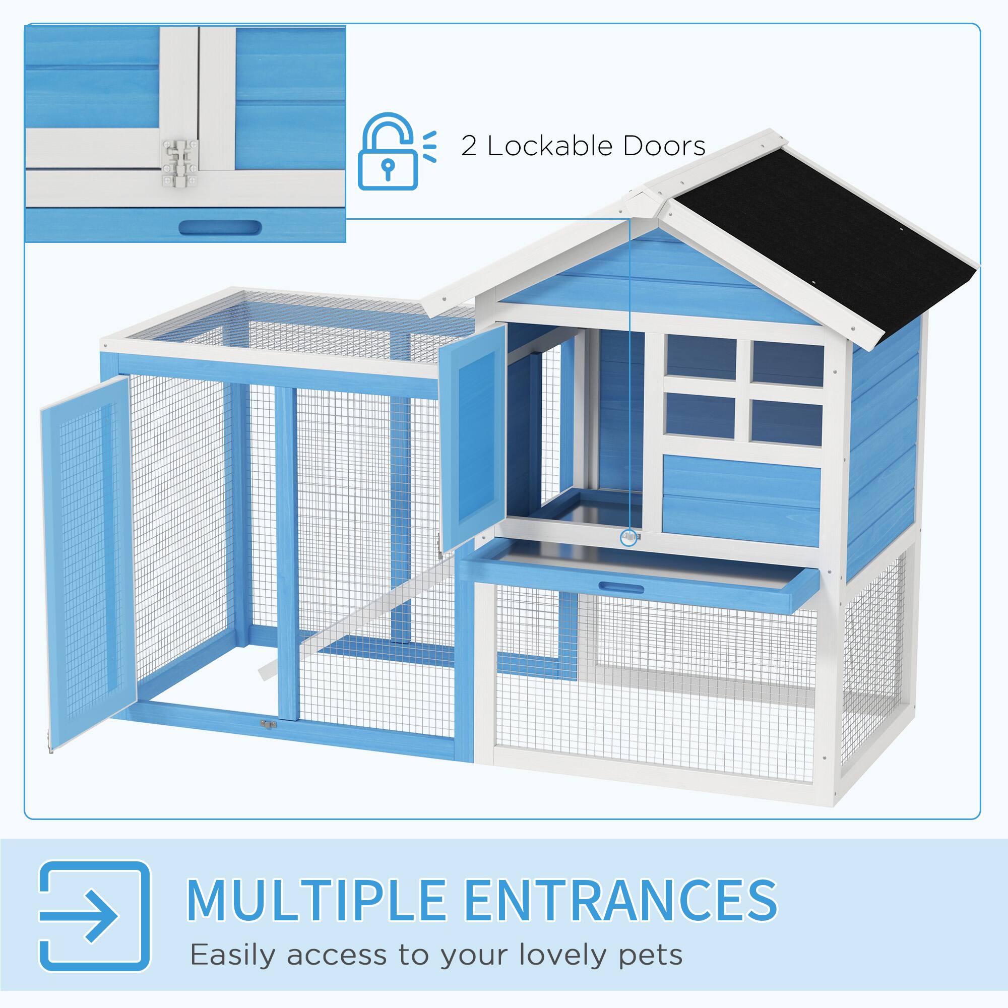 2 Lockable Doors

MULTIPLE ENTRANCES
Easily access to your lovely pets