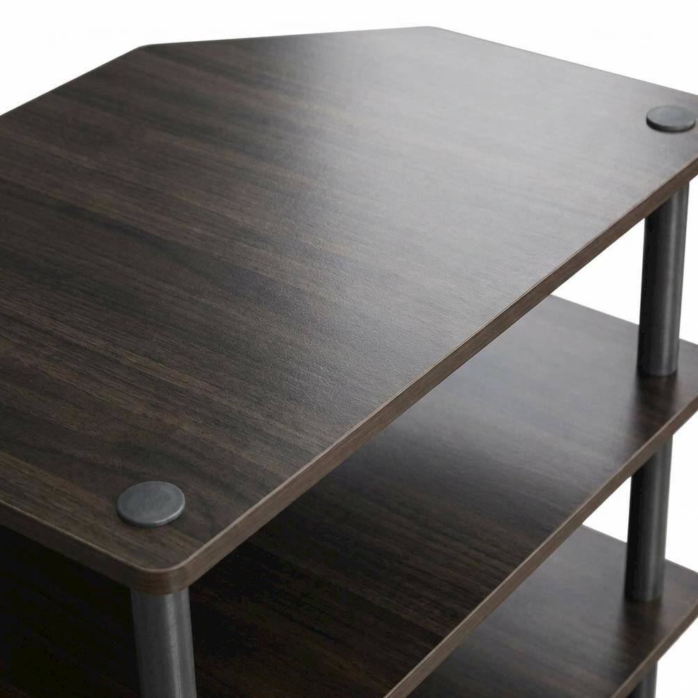 Alt View 4. FurniFact - Espresso 4-Tier TV Stand, Easy Assembly, Composite Wood Construction - Brown Black.