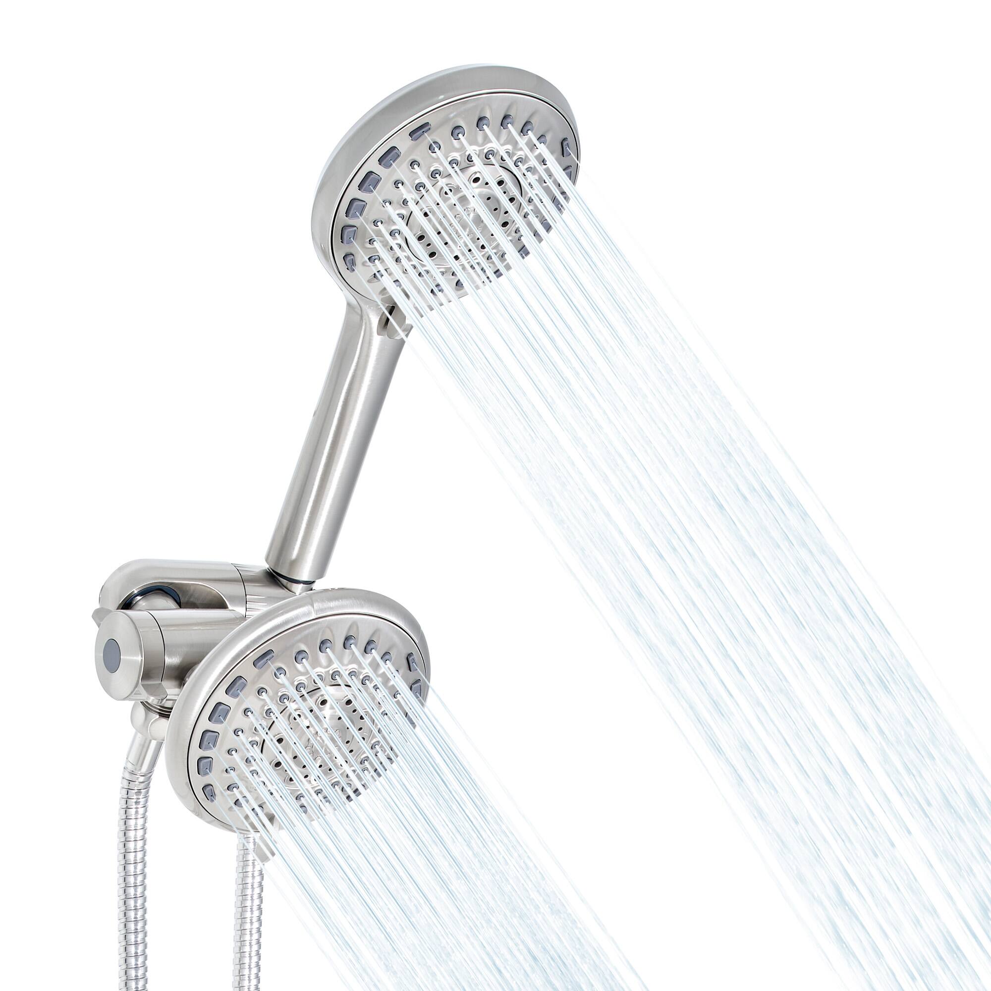 Left. Akicon - Akicon 2-in-1 Rain Shower Head with Handheld Spray Combo 6-Setting Anti-Clog Nozzles 2.5 gpm in Brushed Nickel - Brushed Nickel.