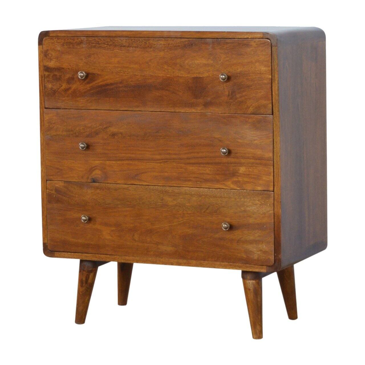 Left. Artisan Furniture - Artisan Furniture Solid Wood Curved Chestnut Chest - Brown.