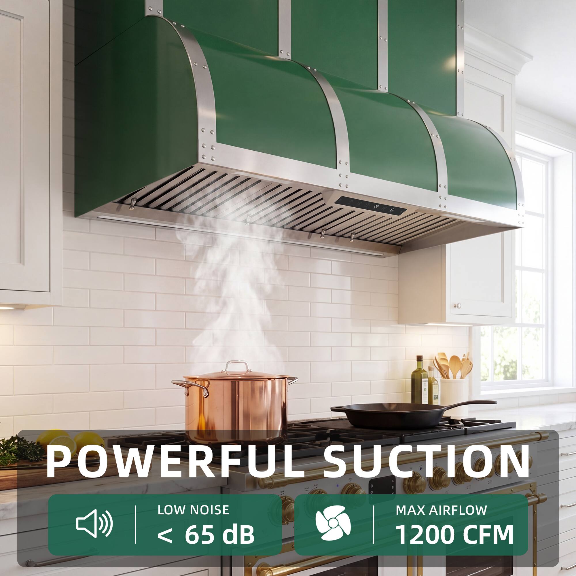 POWERFUL SUCTION  
LOW NOISE < 65 dB  
MAX AIRFLOW 1200 CFM