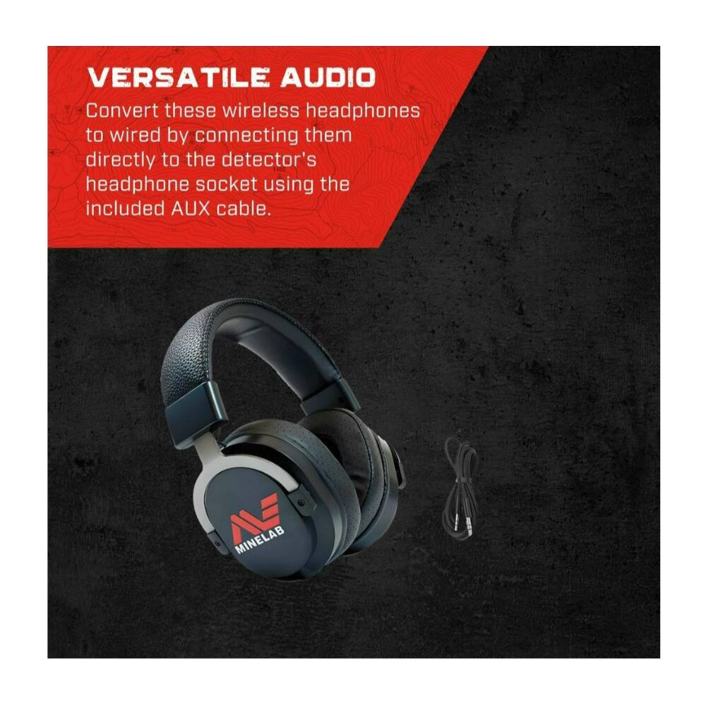 VERSATILE AUDIO

Convert these wireless headphones to wired by connecting them directly to the detector's headphone socket using the included AUX cable.