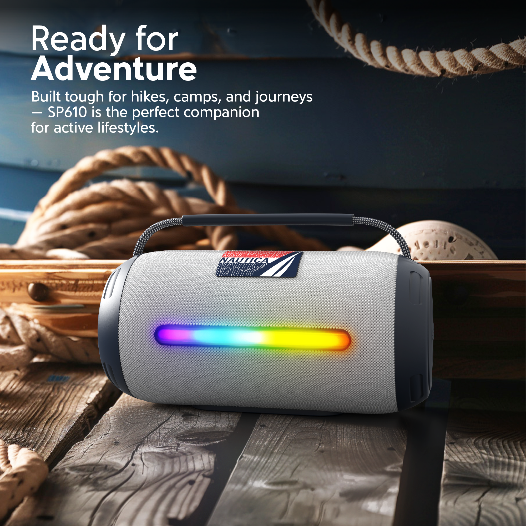 Ready for Adventure  
Built tough for hikes, camps, and journeys  
— SP610 is the perfect companion for active lifestyles.  

NAUTICA NAUMICH