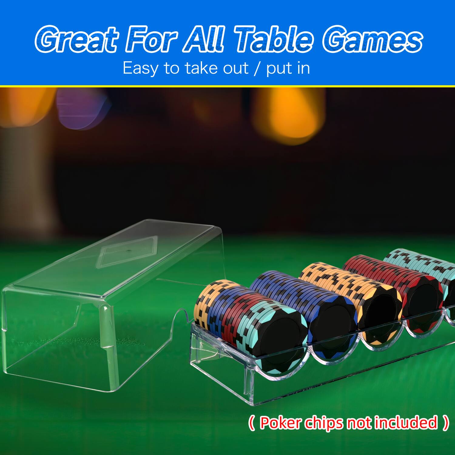 Great For All Table Games
Easy to take out / put in
(Poker chips not included)