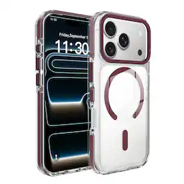 UUCOVER - Magnetic Case for iPhone 17 Pro Max,Shockproof TPU+PC Clear Case Compatible with MagSafe Transparent Back Cover - Cherryred