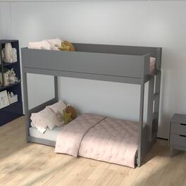Emma + Oliver - Samuel Kids Bunk Bed with Convertible, Solid Wood Frame and Easy-to-Climb Ladder with No Box Spring Required - Gray