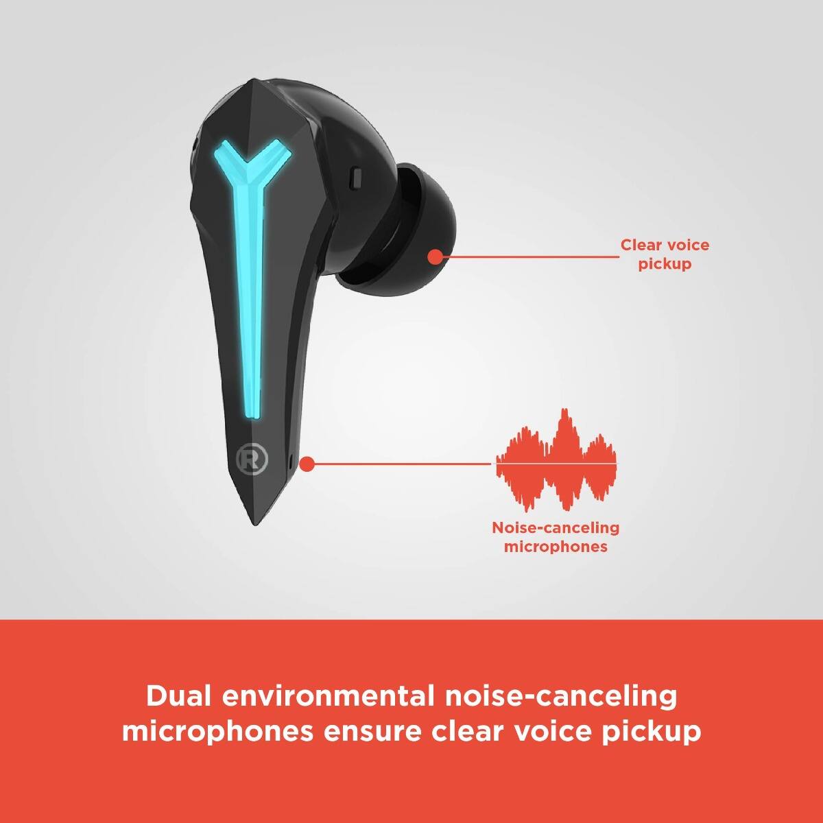 Dual environmental noise-canceling microphones ensure clear voice pickup