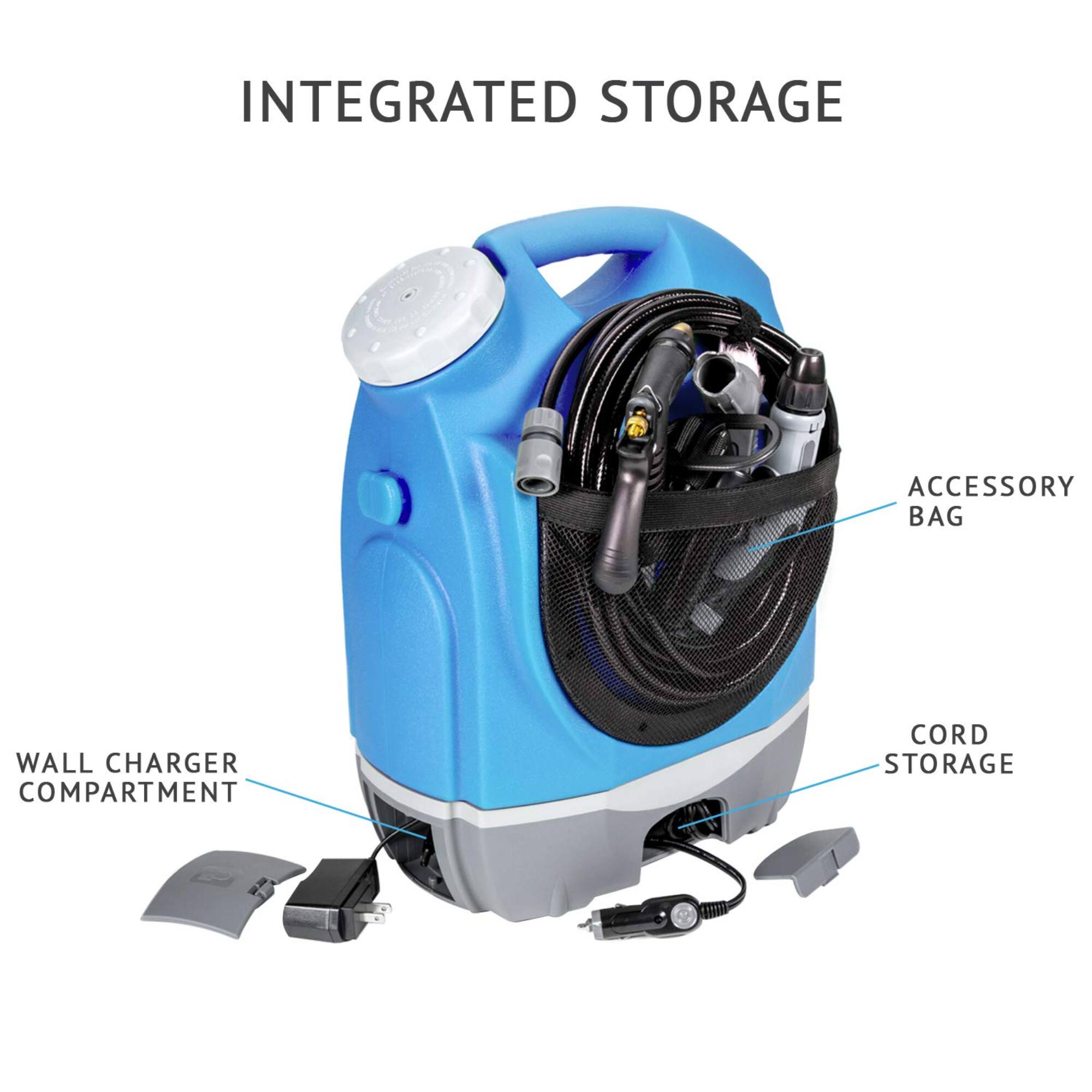 INTEGRATED STORAGE, ACCESSORY BAG, WALL CHARGER COMPARTMENT, CORD STORAGE
