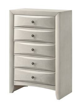 TinyHomie - 1pc Contemporary Neutral Finish Curved Drawer Fronts Storage Five Drawers Chest Wooden - White