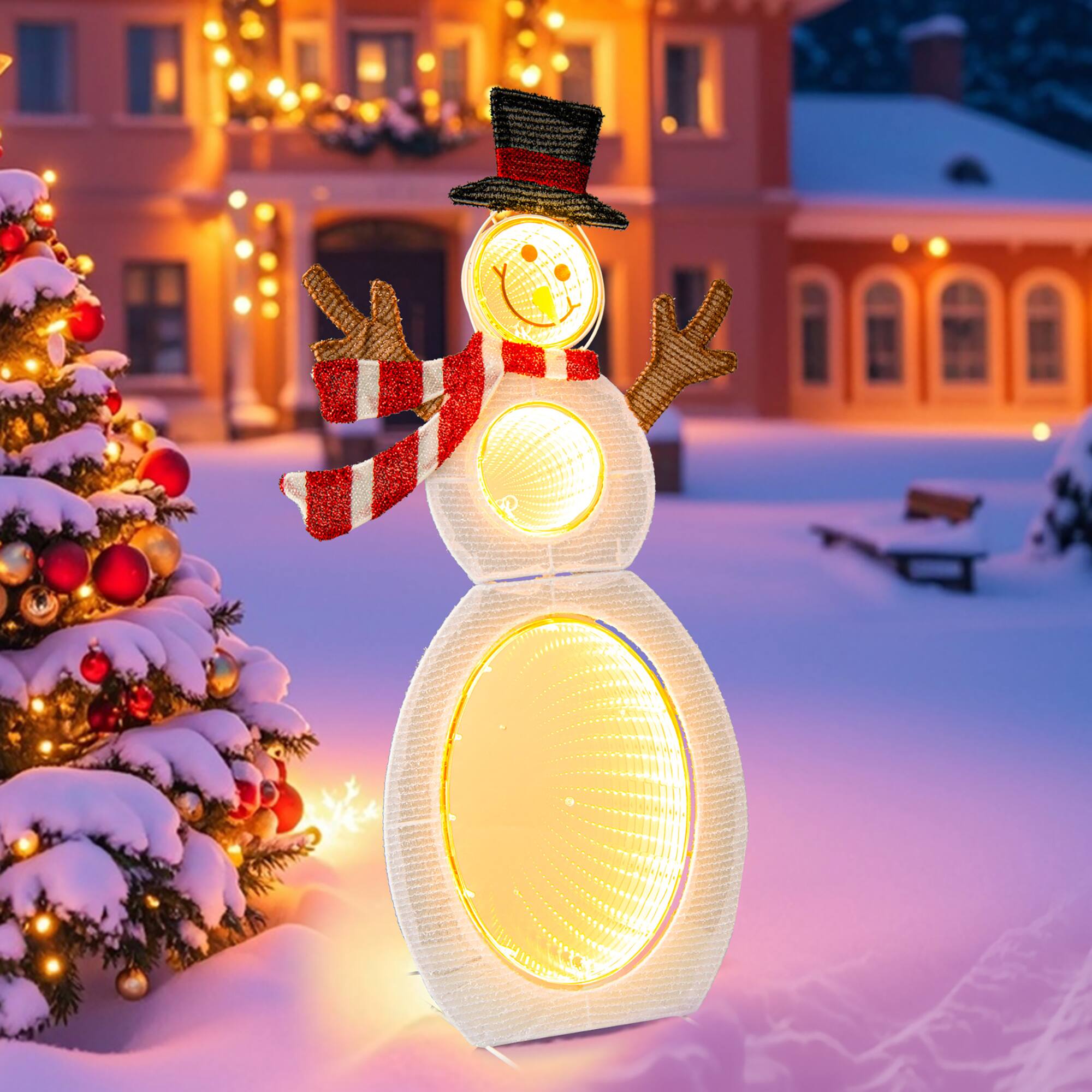 Alt View 1. Gymax - Gymax 2.6 ' Lighted Snowman w/105 Built-in LED Lights Metal Stand Zip Tie Stakes - Multicolor.