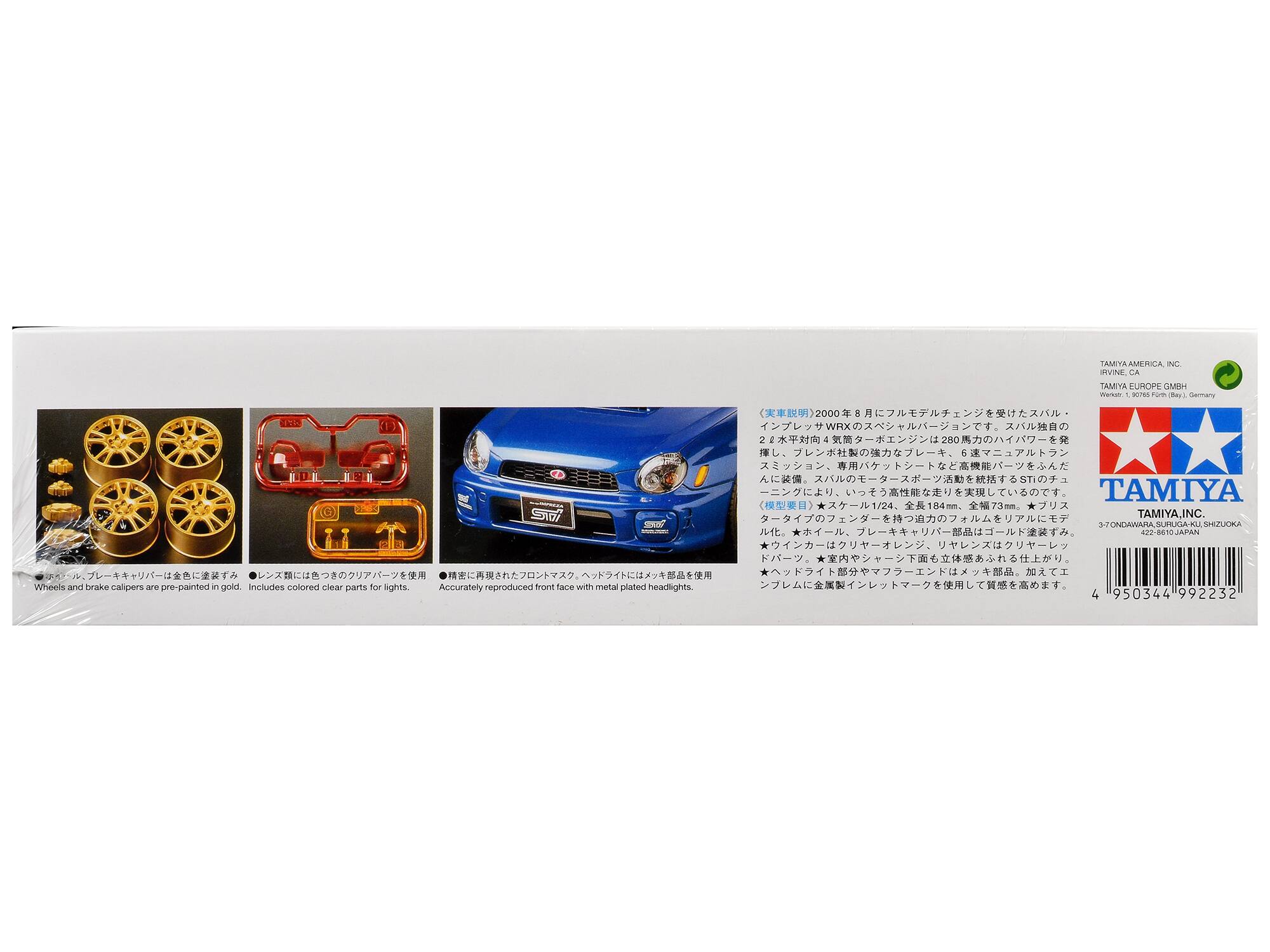 TAMIYA AMERICA INC.  
TAMIYA EUROPE GMBH  
MAR & RUZAIS FOR (BOY) 5 Germany  
STV  
73mm  

TAMIYA, INC.  
3-7 ONDAWARA URUGA-KU, SHIZUOKA 422-8650 JAPAN  

Wheels and brake calipers are pre-painted in gold. Includes colored clear parts for lights. Accurately reproduced front face with metal plated headlights.  

4 950344 992232