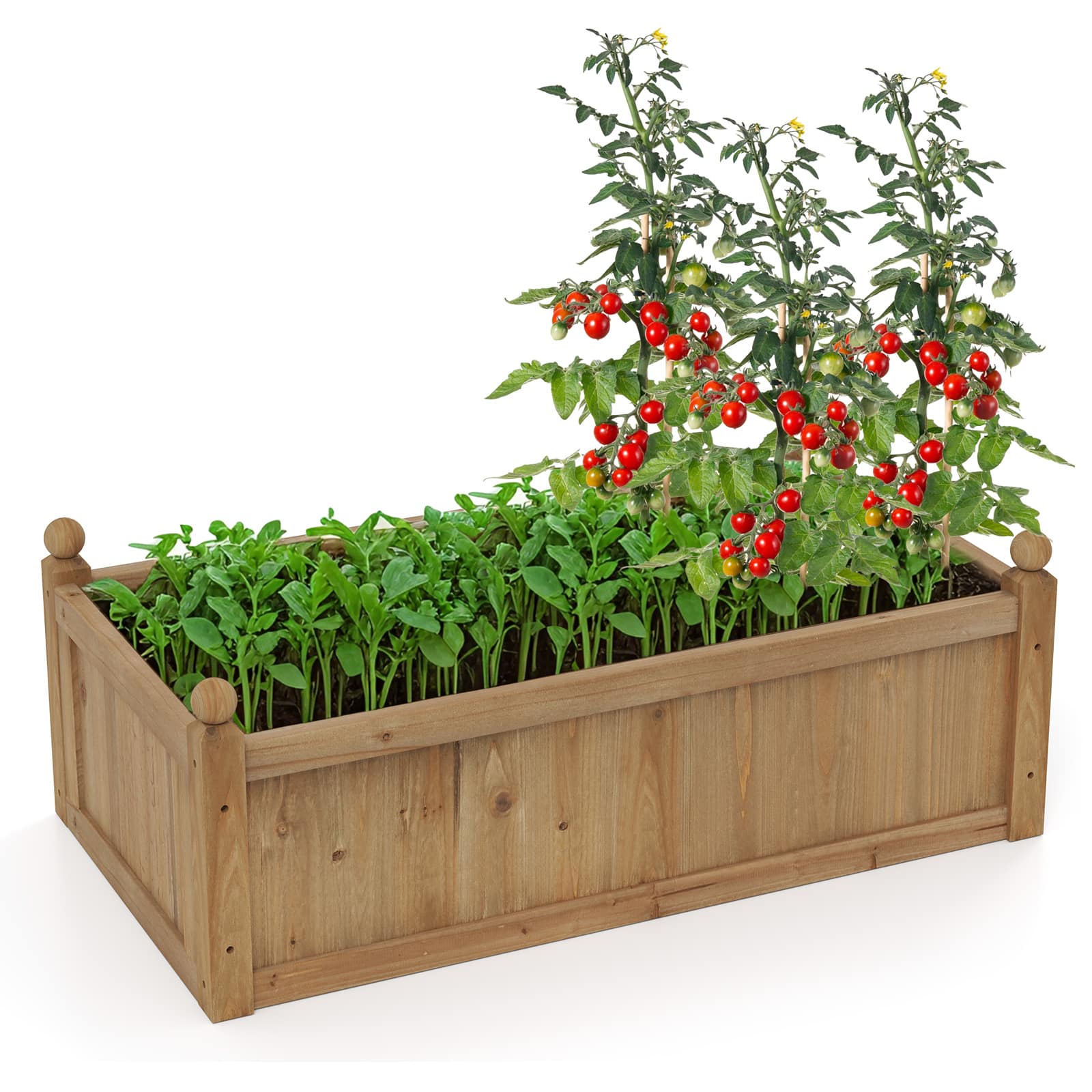 Gymax - Raised Garden Bed 46'' x 24'' x 16'' Planter Box w/ 4 Drainage Holes for Patio - Rustic Brown