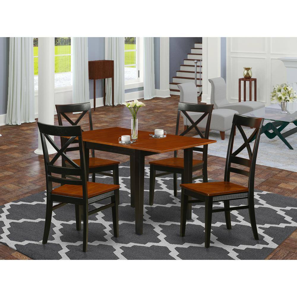 Angle. East West Furniture - Dining Room Set Black & Cherry - Brown.