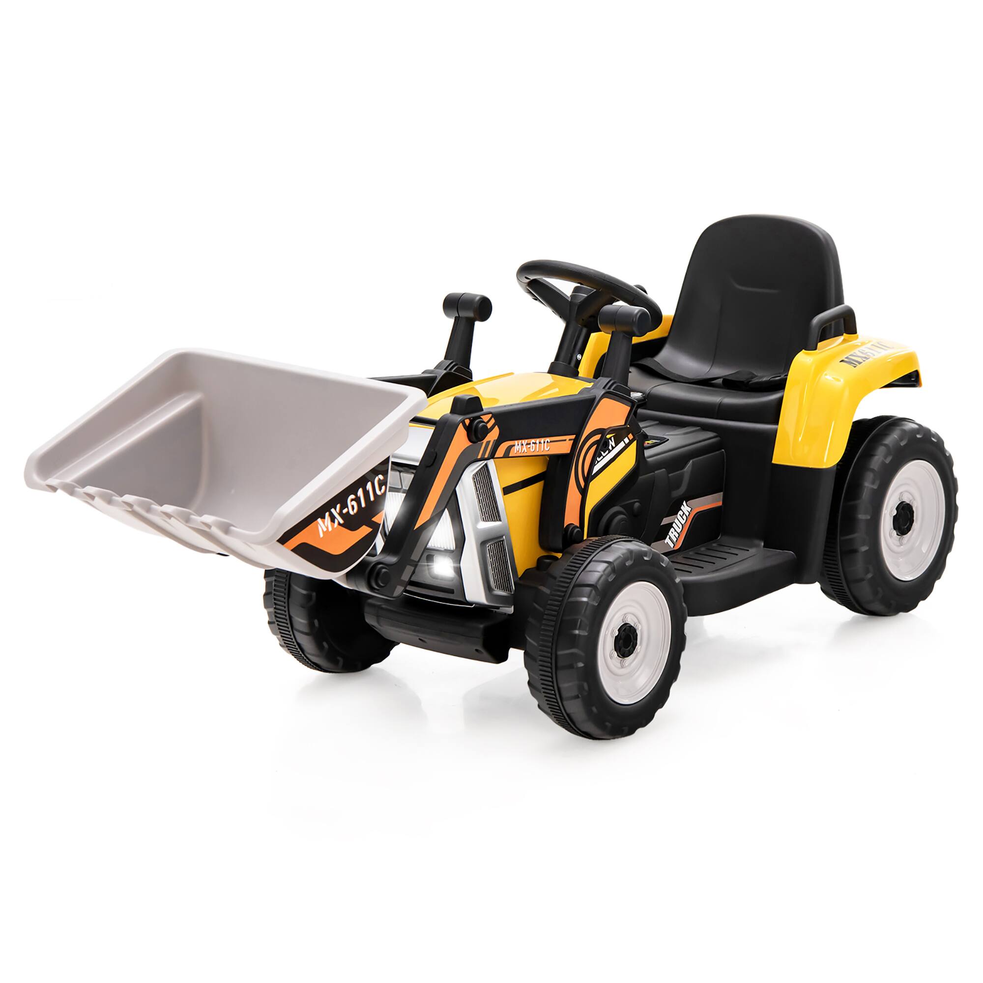 Costway - Kids Ride On Excavator Digger 12V Electric Tractor RC w/ Digging Bucket - Yellow